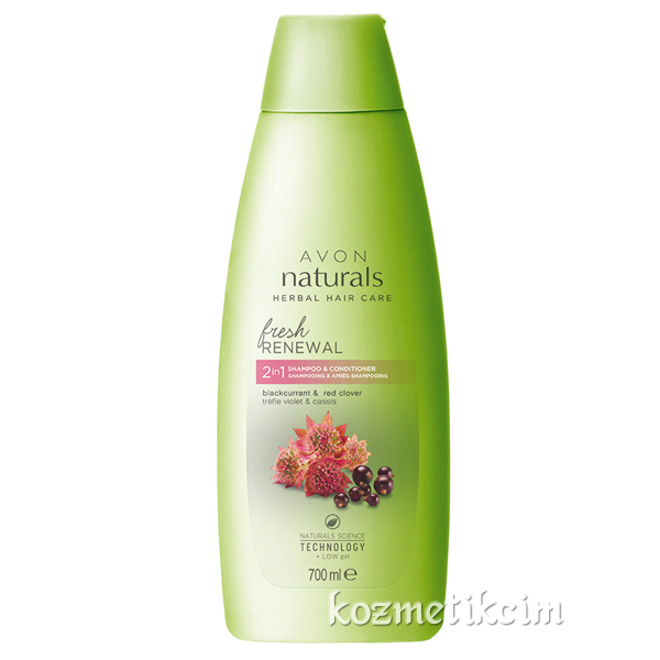 AVON Naturals Herbal Frenk Üzümü ve Kırmızı Yonca Özlü 2'si 1 Arada Şampuan & Saç Kremi - 700 ml