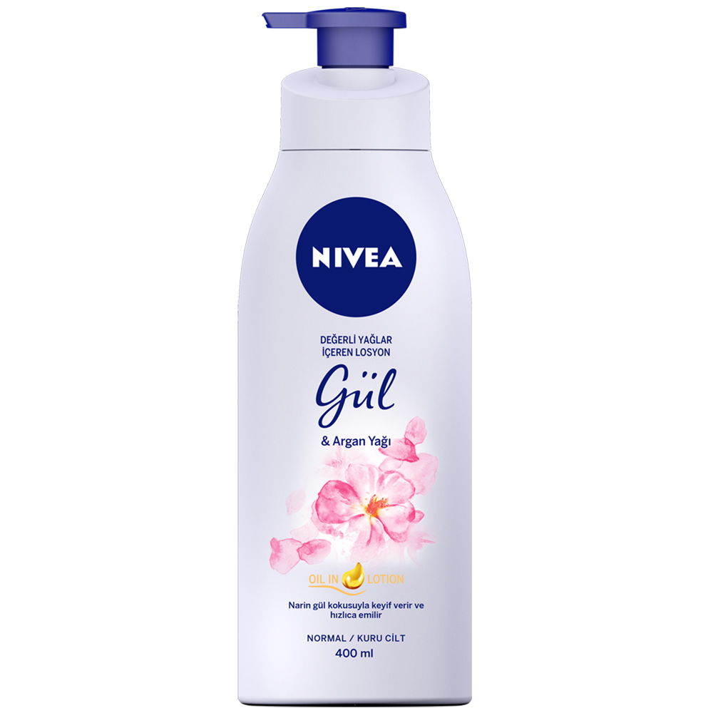 Nivea Değerli Yağlar İçeren Losyon Gül ve Argan Yağı Pompalı 400 ml