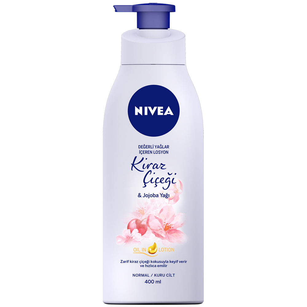 Nivea Değerli Yağlar İçeren Losyon Kiraz Çiçeği ve Jojoba Yağı Pompalı 400 ml