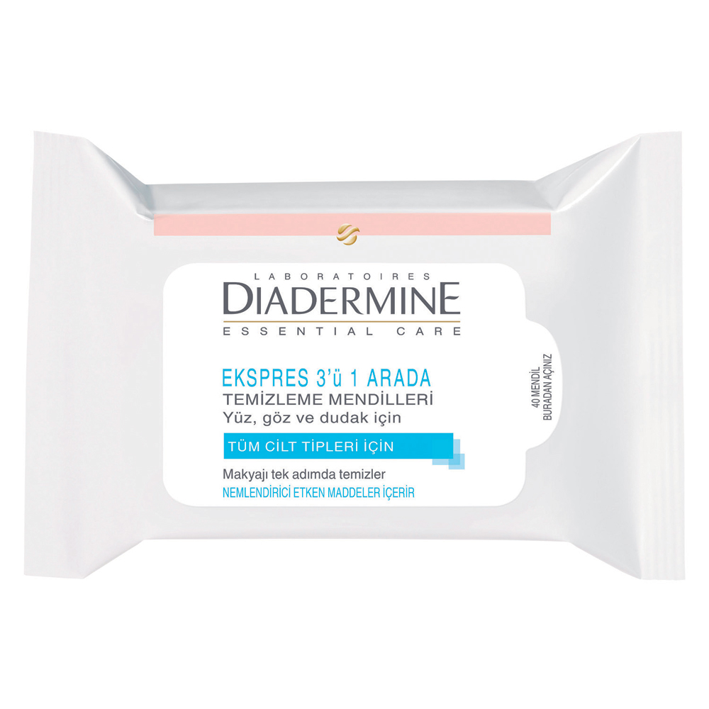 Diadermine Express 3 ü 1 Arada Makyaj Temizleme Mendili Tüm Ciltler İçin