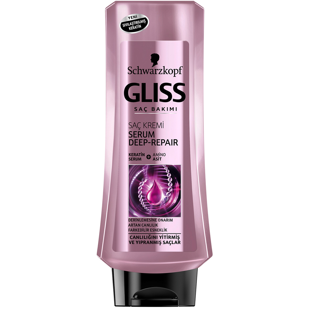 Schwarzkopf Gliss Serum Deep-Repair Canlılığını Yitirmiş ve Yıpranmış Saçlar İçin Saç Kremi 400 ml