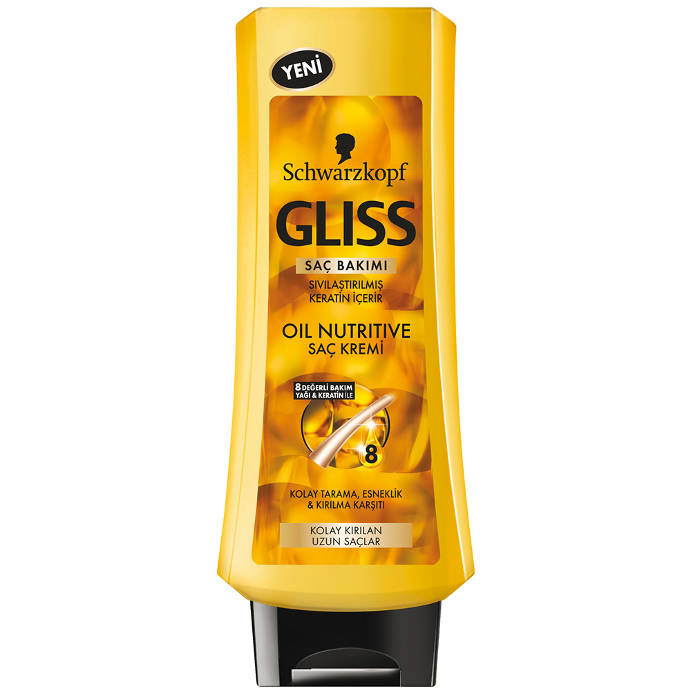 Schwarzkopf Gliss Oil Nutritive Kolay Kırılan Uzun Saçlar İçin Saç Kremi 400 ml