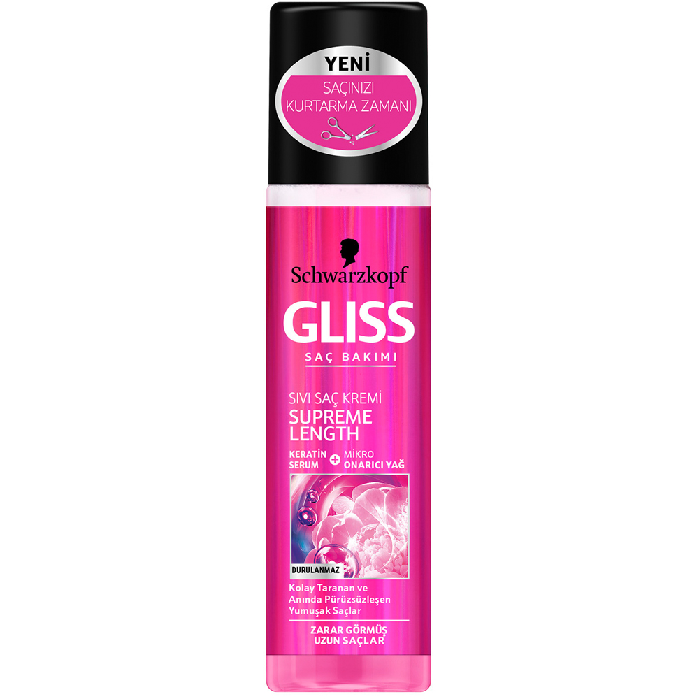 Schwarzkopf Gliss Supreme Length Zarar Görmüş Uzun Saçlar İçin Sıvı Saç Kremi 200 ml