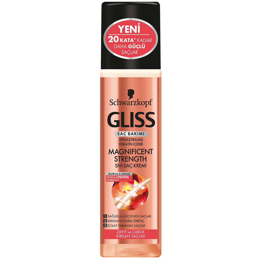 Schwarzkopf Gliss Magnificent Strenght Zayıf ve Çabuk Kırılan Saçlar İçin Sıvı Saç Kremi 200 ml