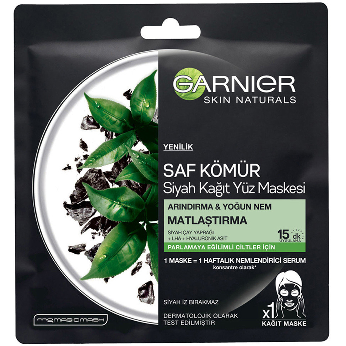 Garnier Saf Kömür Siyah Kağıt Matlaştırıcı Yüz Maskesi