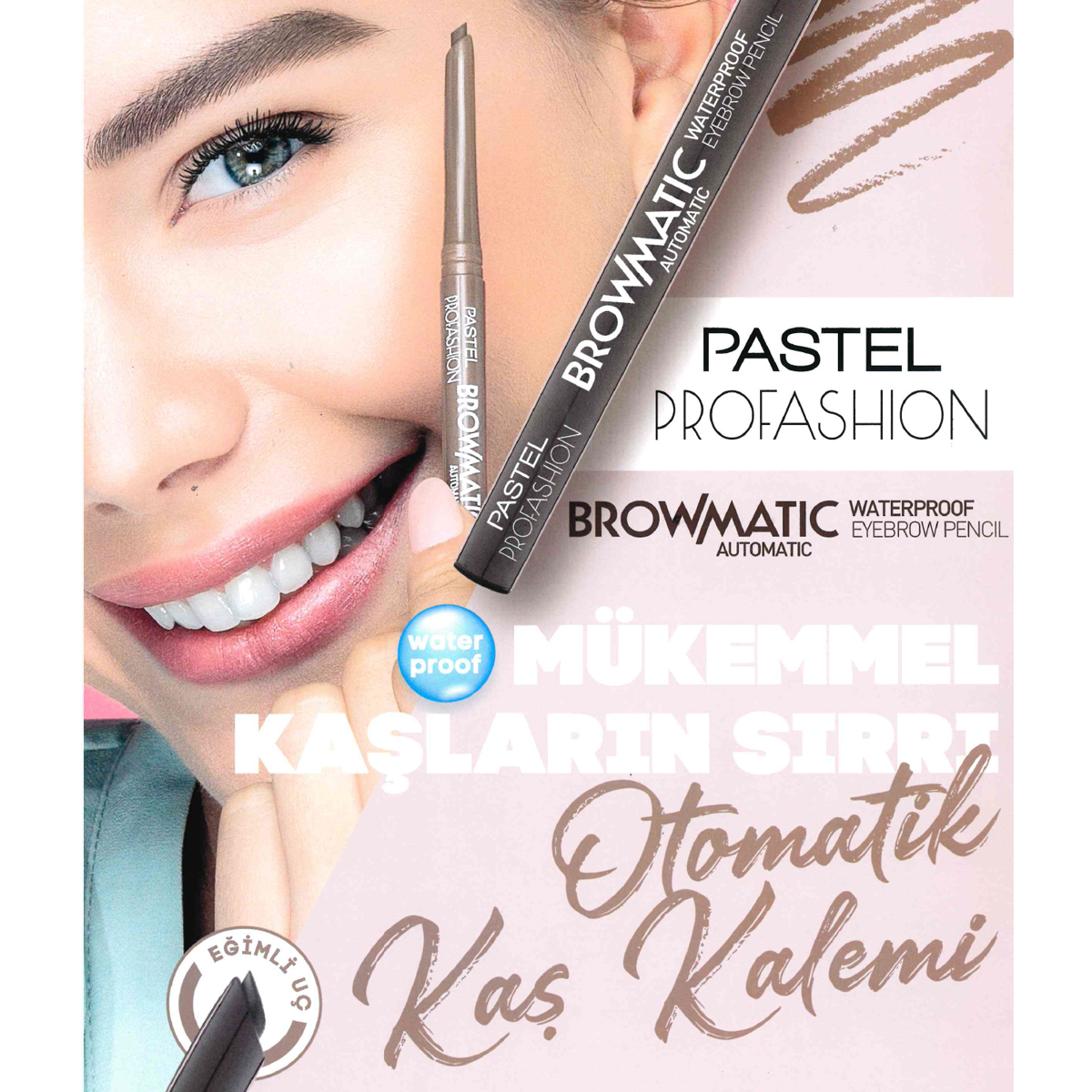Pastel Profashion Suya Dayanıklı Asansörlü Kaş Kalemi Tester