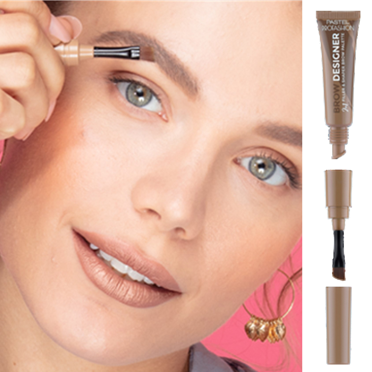 Pastel Profashion Brown Designer 2 in 1 Filler and Shaper Brow Palette Kaş Paleti Tester